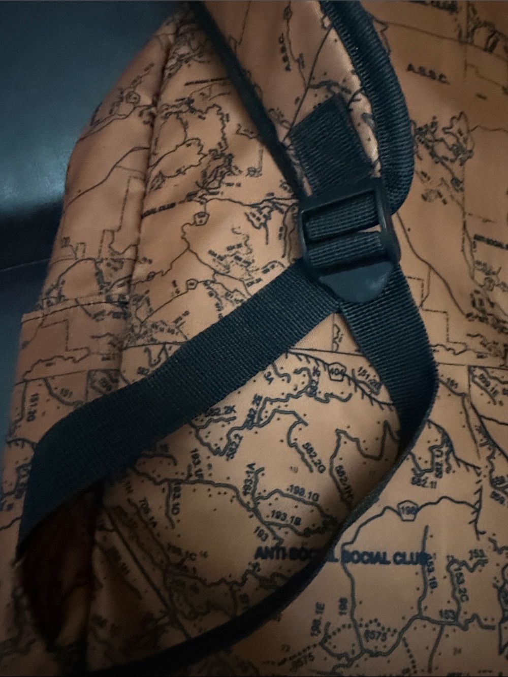 Anti Social Social Club Tan Map-Print Backpack - Picture 4 of 8